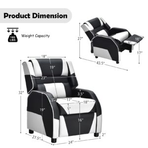 ARLIME Kids Recliner, PU Leather Kid Lounge Chair w/Footrest, Armrest, Headrest & Lumbar Support, Adjustable Gaming Toddler Sofa Armchair for Boys Girls (White)