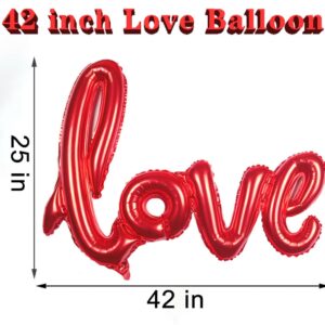 42 Inch Red LOVE Foil Balloons for Valentines Day Decor, 4Pcs Reusable Large Love Mylar Letter Valentines Day Balloons, for Engagement Anniversary Wedding Bridal Shower Valentines Day Decorations