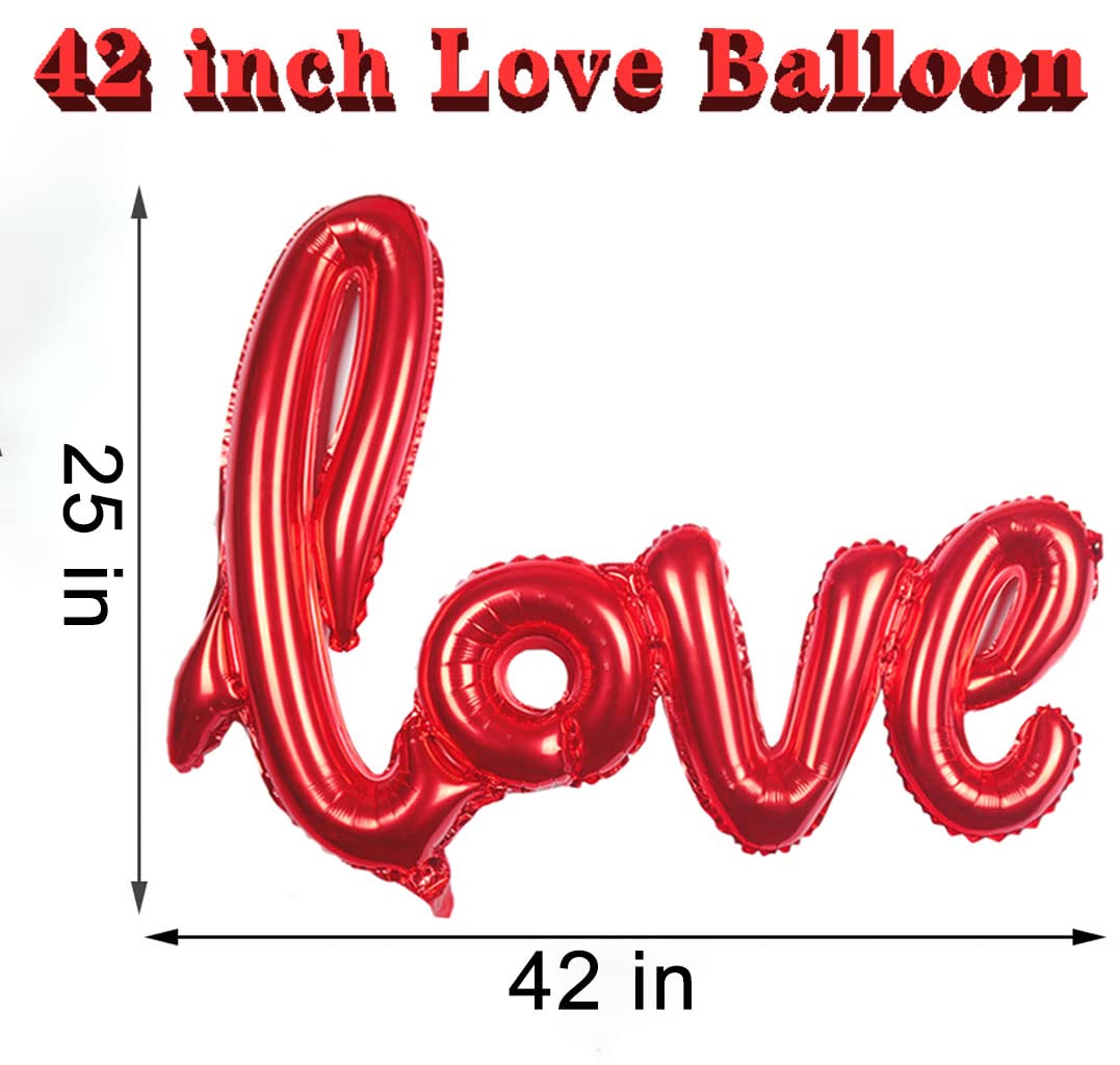 42 Inch Red LOVE Foil Balloons for Valentines Day Decor, 4Pcs Reusable Large Love Mylar Letter Valentines Day Balloons, for Engagement Anniversary Wedding Bridal Shower Valentines Day Decorations