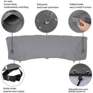 Skyour Patio Sectional Curved Sofa Protector Cover Waterproof Heavy Duty 420D Oxford Outdoor Sectional Curved Couch Sofa Furniture Covers with Windproof Reinforced Buckles (89.76x45.67x33.86in)