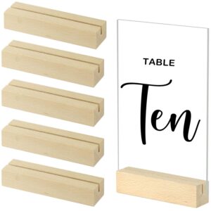 10 pack wooden sign holder- beech wood table number holders wood place card holder wood stand for acrylic sign, perfect for wedding, party, event table centerpiece decor (10 pack 4.5 x 1.1 x 1 inch)