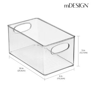 mDesign Plastic Storage Organizer Wide Container Bin with Handles for Bathroom, Home Organization - Holds Vitamins, Supplements, Makeup, Styling Tools - Ligne Collection - 2 Pack - Clear