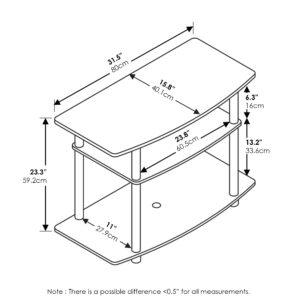 Furinno Turn-N-Tube No Tools 3-Tier Entertainment Center TV Stand for TV up to 32 Inch, Stainless Steel Tubes, Americano/Chrome