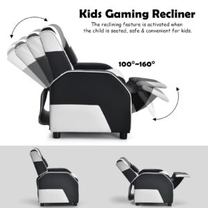 ARLIME Kids Recliner, PU Leather Kid Lounge Chair w/Footrest, Armrest, Headrest & Lumbar Support, Adjustable Gaming Toddler Sofa Armchair for Boys Girls (White)