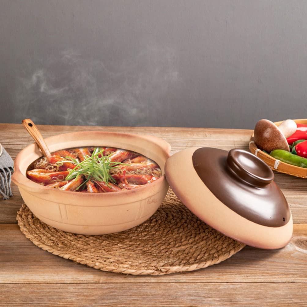 Ceramic Casserole Clay Earthenware Pot: Chinese Stew Pot Soup Pot Cooking Pot Stockpot with Lid Kitchen Cookware 1000ml