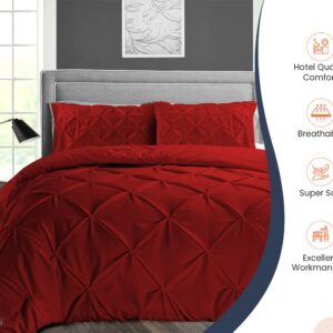 SGI bedding Luxurious 1000 TC Burgundy Pinch Duvet Cover Set - Soft & Fluffy Comforter Cover for Winter - Hotel Quality Egyptian Cotton Bedding - Breathable - King/Cal King Duvet Covers