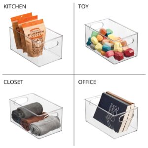 mDesign Plastic Storage Organizer Wide Container Bin with Handles for Bathroom, Home Organization - Holds Vitamins, Supplements, Makeup, Styling Tools - Ligne Collection - 2 Pack - Clear