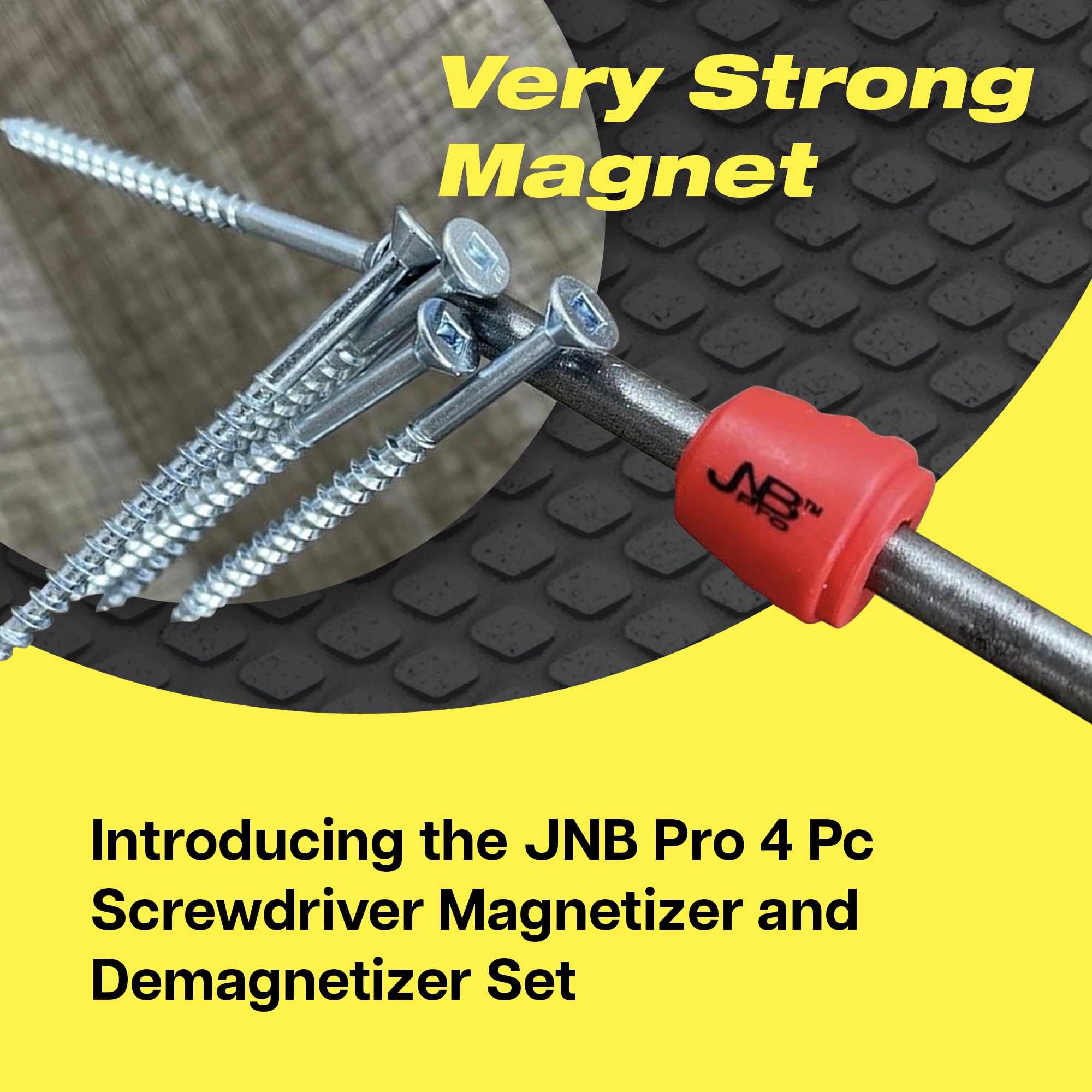 JNB Pro 4 Pcs Magnetic Screw Ring Magnetizer for Screwdriver Bits, Removable 1/4 Inch 6.35 mm Hex Universal Sleeve Bit Magnet Holder - Magnets for Screw Drivers, Power Bit Tools