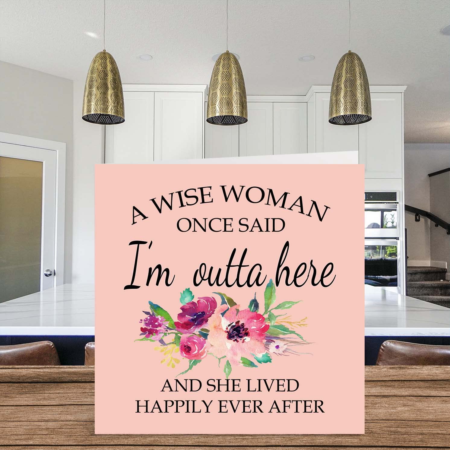 Retirement Card for Women Her - A Wise Woman Once Said I'm Outta Here - Humorous Funny Leaving Cards for Coworker or Work Colleagues, 5.7 x 5.7 Inch Birthday Happy Retirement Greeting Cards