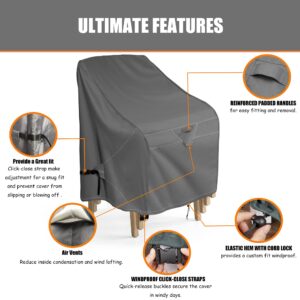 HWmatyCover Stackable Patio Chair Cover, Waterproof Outdoor Chair Cover, Heavy Duty Lawn Patio Furniture Covers, Fits for 4-6 Stackable Dining Chairs, (2 Pack-28"Wx40"Dx47"H, Grey)