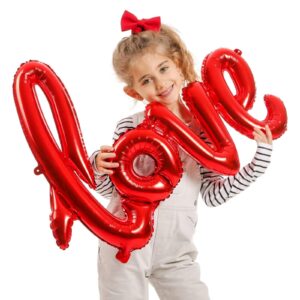 42 inch red love foil balloons for valentines day decor, 4pcs reusable large love mylar letter valentines day balloons, for engagement anniversary wedding bridal shower valentines day decorations