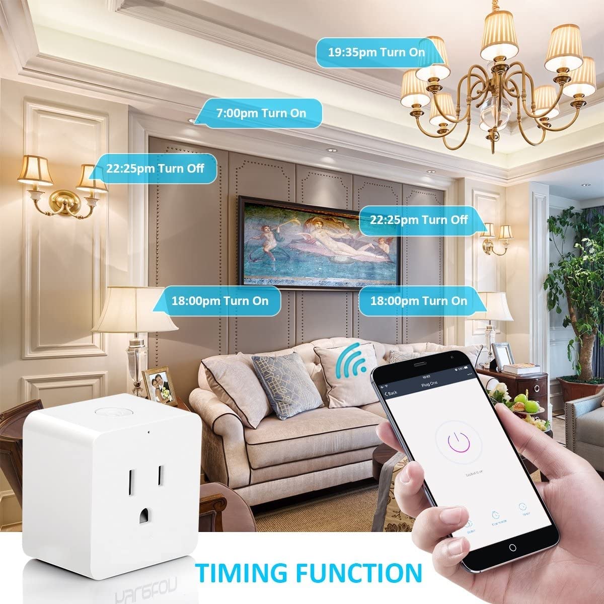 Seamless Home Automation Smart Plug – 3-Prong Grounded Outlet, Remote Control for Electrical Devices, Compatible with Alexa and Google Home, Effortless Convenience, Pack of 4