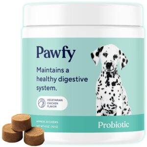 pawfy probiotics for dogs | dog diarrhea medication | small and large dog probiotics for digestive health | improves gut health | anti yeast supplements | allergy and itch relief - 30 tasty chews