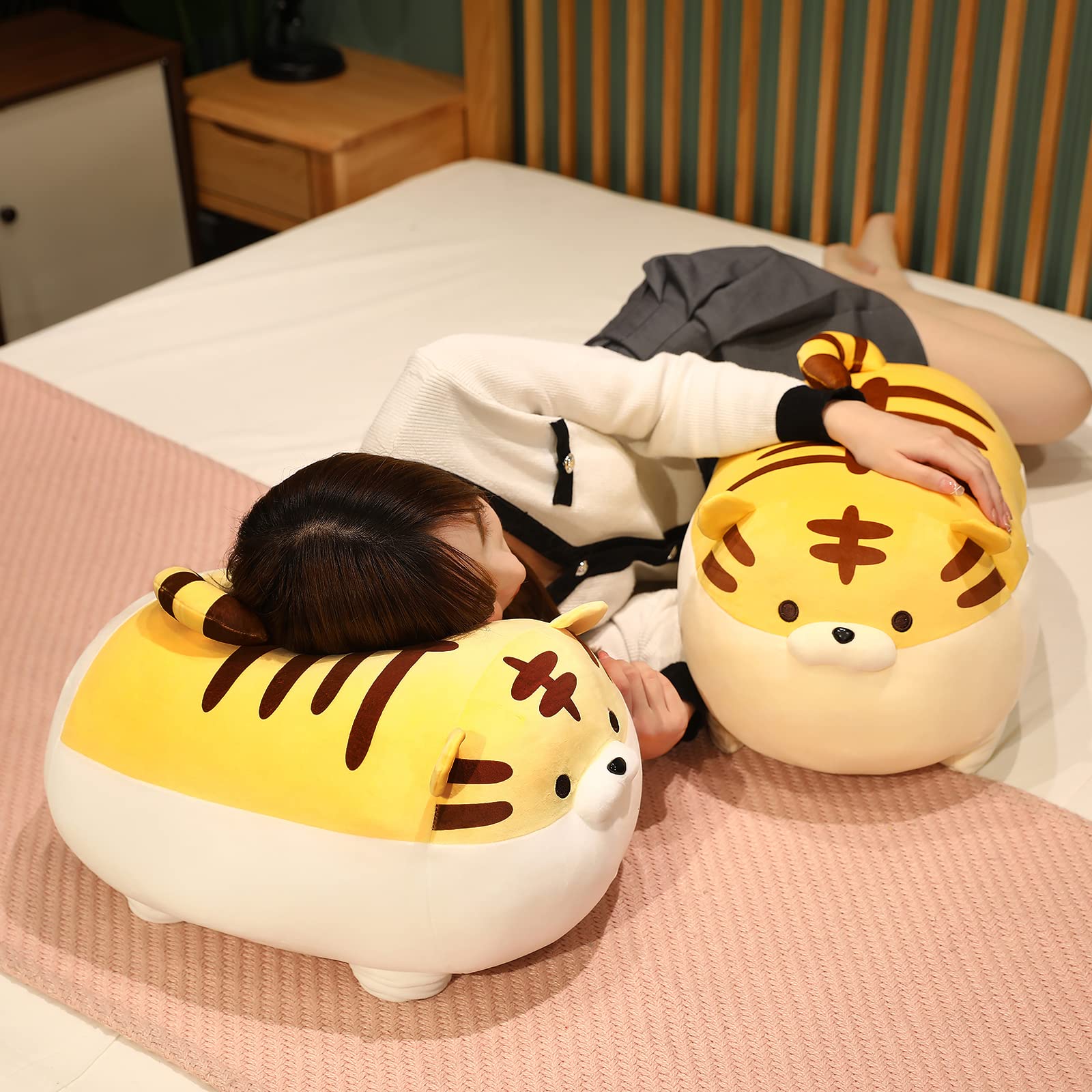 Auspicious beginning Stuffed Animal Tiger Plush Toy Anime Kawaii Tigers Soft Pillow, Plush Toy Gifts for Adults (19.6")