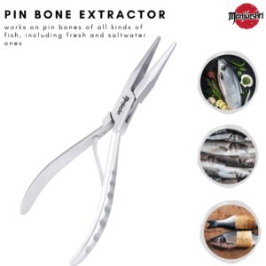 Manjushri Precision 6 Inches Fish Pin Bone Pliers Tweezers for Removing, Plucking and Pulling Pin Bones (Silver)