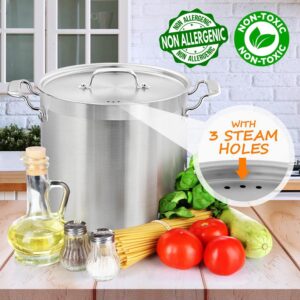 NutriChef 20 Quart Heavy-Duty Stockpot with Stainless Lid - Large Pot for Induction, Gas & Electric Cooktops, Perfect for Soups & Stews