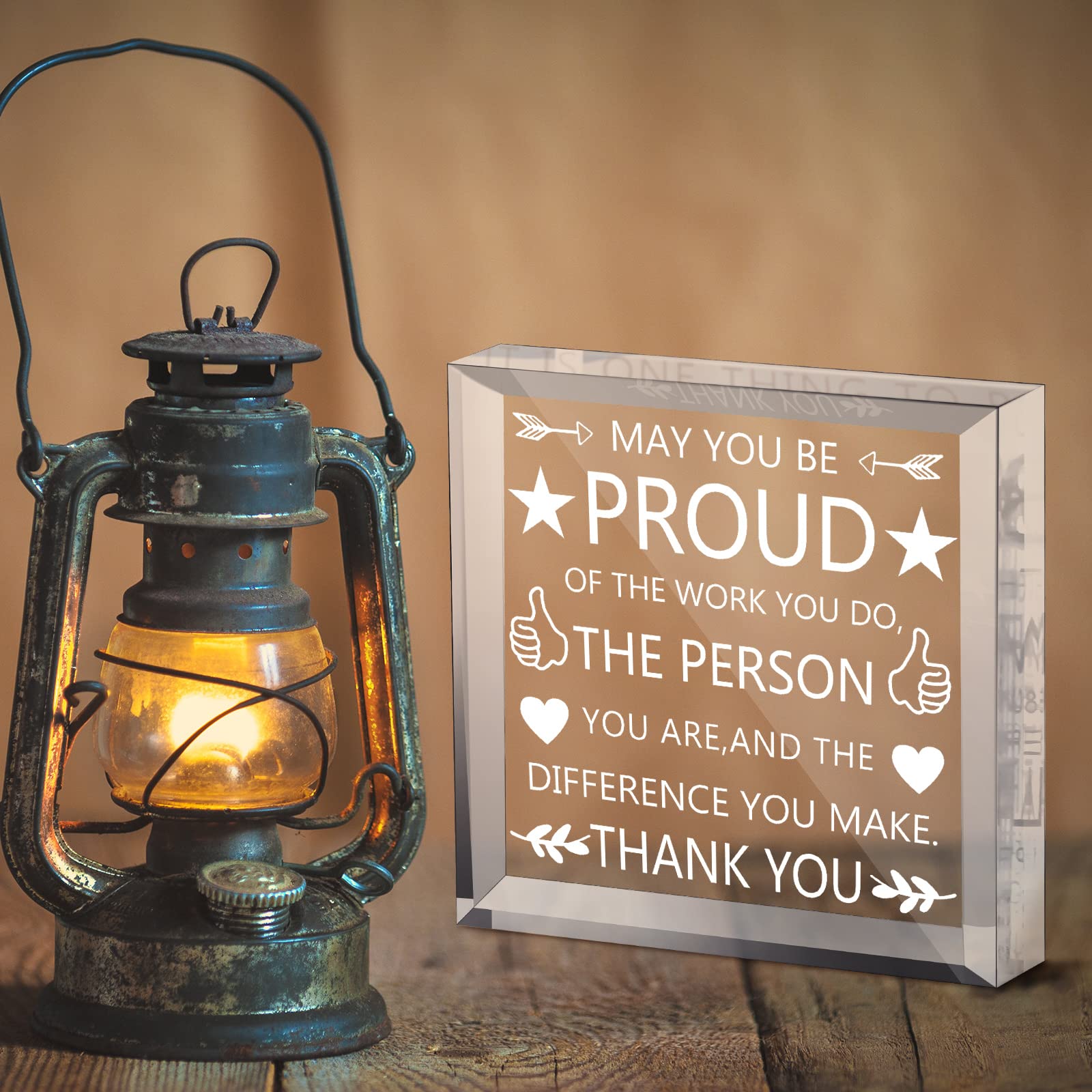 Yookeer Coworker Gift Acrylic Thank You Gift Employee Appreciation Gift for May You Be Proud of the Work You Do Sign for Retirement Goodbye Farewell Inspirational Paperweight Keepsake (Square Style)