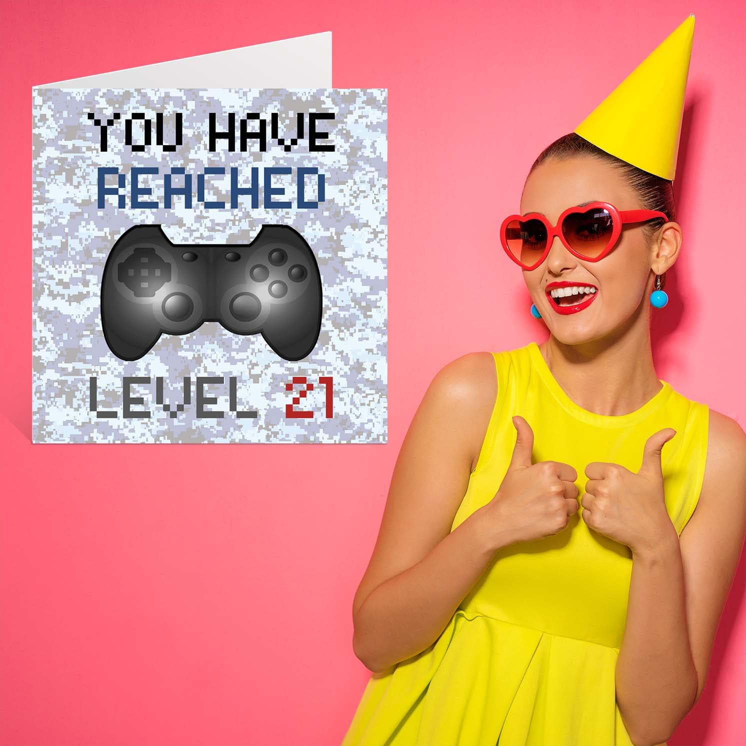 Stuff4 21st Gamer Birthday Card – You Have Reached Level 21" – Fun Video Game Themed Greeting Cards for Boys, Daughters & Men - 5.7 x 5.7 Inch, Blank Inside, Includes Envelope – Ideal for Gamers