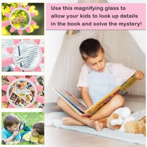 Kids Magnifying Glass Handheld Reading Magnifier for Children Student 10X Pink Magnifying Lens loupe for Reading Books, Exploring, Stamps, Map, Inspection (Pink)