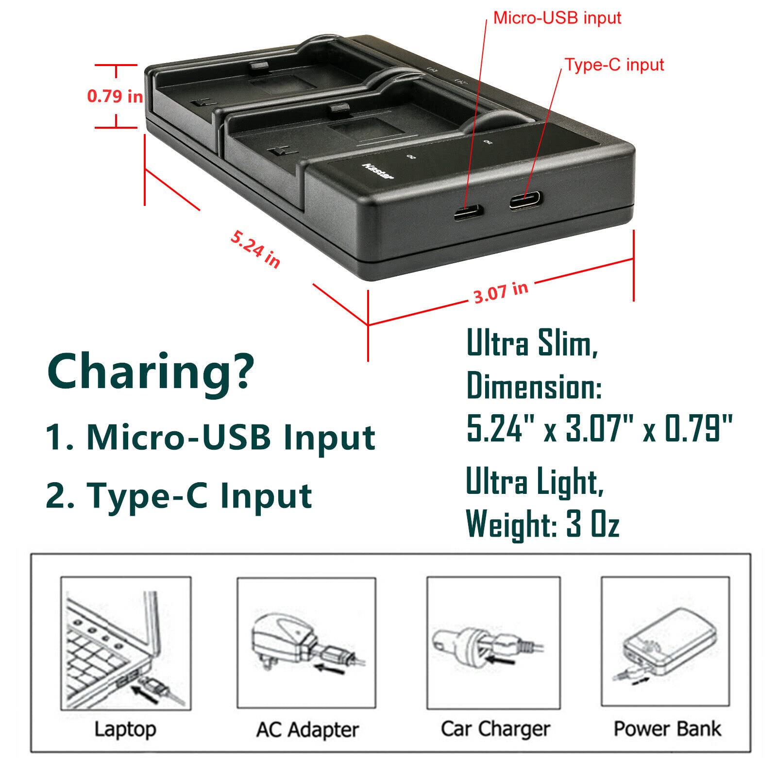 Kastar LTD2 USB Battery Charger Compatible with Symbol LS3578 Symbol XS3478 Symbol NGIS Zebra MT2000 Zebra MT2070 Zebra MT2090 Honeywell 8800 21-62606-01 216260601