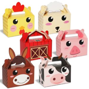 12 pack farm animal party favor boxes farm theme birthday goodie boxes farmhouse animals gift candy bags barnyard treat boxes for kids girls baby shower party decorations supplies