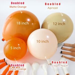 DIY 134Pcs Neutral Double-Stuffed Balloon Garland Arch Kit, Boho Garland Double Layer Matte Orange Cream Peach Apricot Balloons Set for Wedding Birthday Baby Shower Balloons Party Decorations