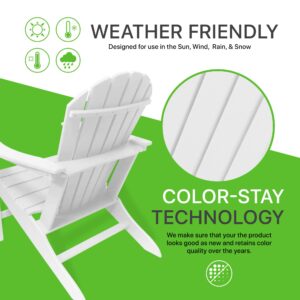 NewTechWood Atlantic Classic Curveback Plastic Weather Resistant Patio Adirondack Chair, Easy Installation, Widely Used in Outdoor, Fire Pit, Deck, Lawn, Outside, Garden Chairs (Ivory)