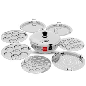 qsec stainless steel induction base idli maker multi kadai idli steamer & idli cooker with 7 plates | 2 mini idli | 2 idli | 2 dhokla | 1 momo, 4 literâ€¦