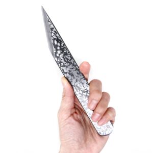 KAKURI Kiridashi Knife Left Hand 24mm, Left Handed Utility Knife Tool for Wood Marking, Scribing, Carving, Whittling, Woodworking, Hand Forged Japanese Steel Blade with Hammered Pattern, Made in JAPAN