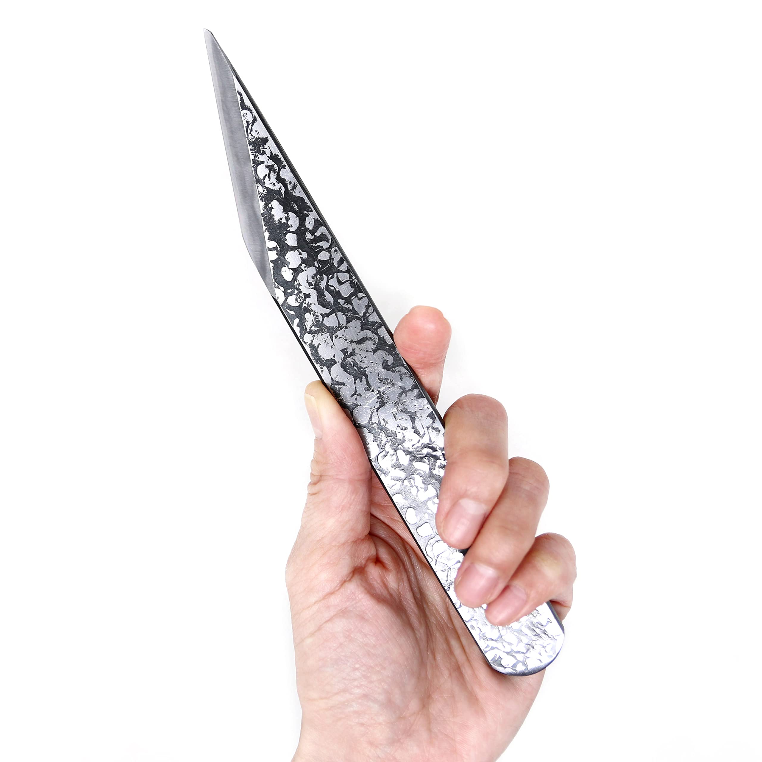 KAKURI Kiridashi Knife Left Hand 24mm, Left Handed Utility Knife Tool for Wood Marking, Scribing, Carving, Whittling, Woodworking, Hand Forged Japanese Steel Blade with Hammered Pattern, Made in JAPAN