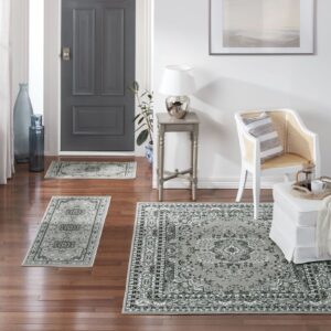 Home Dynamix Ariana Ksara Traditional Medallion 3-Piece Area Rug Set, Gray/Black