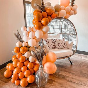 DIY 134Pcs Neutral Double-Stuffed Balloon Garland Arch Kit, Boho Garland Double Layer Matte Orange Cream Peach Apricot Balloons Set for Wedding Birthday Baby Shower Balloons Party Decorations