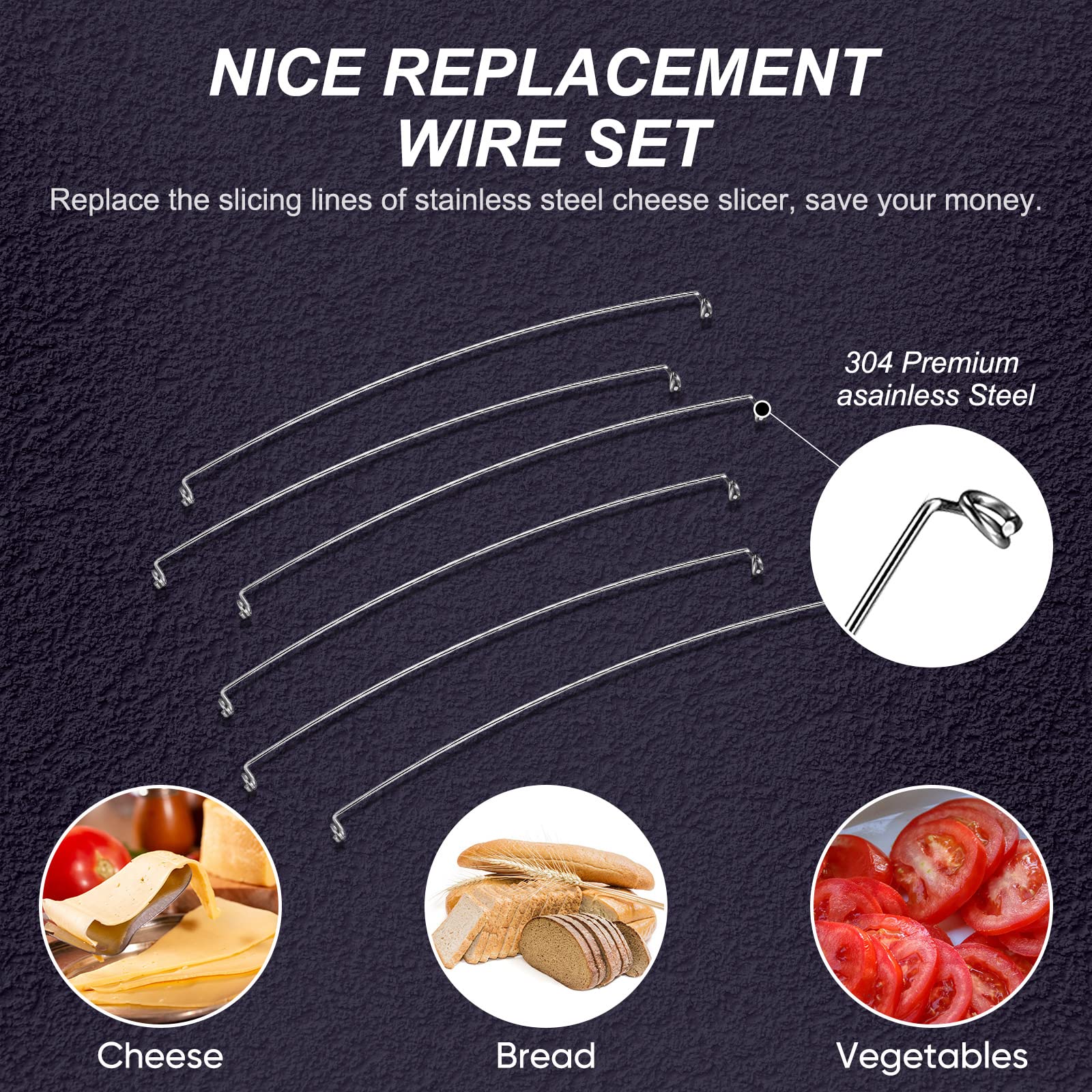 Replacement Cheese Slicer Wires 5.5 Inch Stainless Steel Cheese Cutter Replacement Cheese Wire Pie Slicers for Home Restaurant Kitchen Party Cutting Supplies (10)