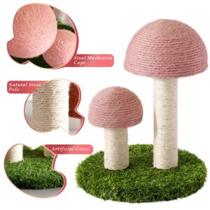 Lihaobm Cat Scratching Post - Mushroom Cat Scratcher Featuring with Natural Sisal Caps Scratch Pole and Sturdy Base for Kittens & Small Cats - Pink