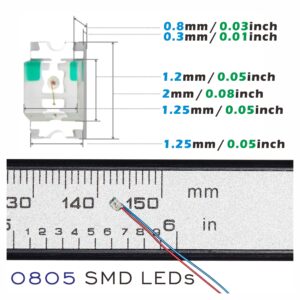 ZZHOB 25PCS Pre-Wired 0805 SMD LEDs(Light Mode: Continuous Warm White Light) Micro LED Light Emitting Diode with Assembly Accessories (Warm White, 25pcs)