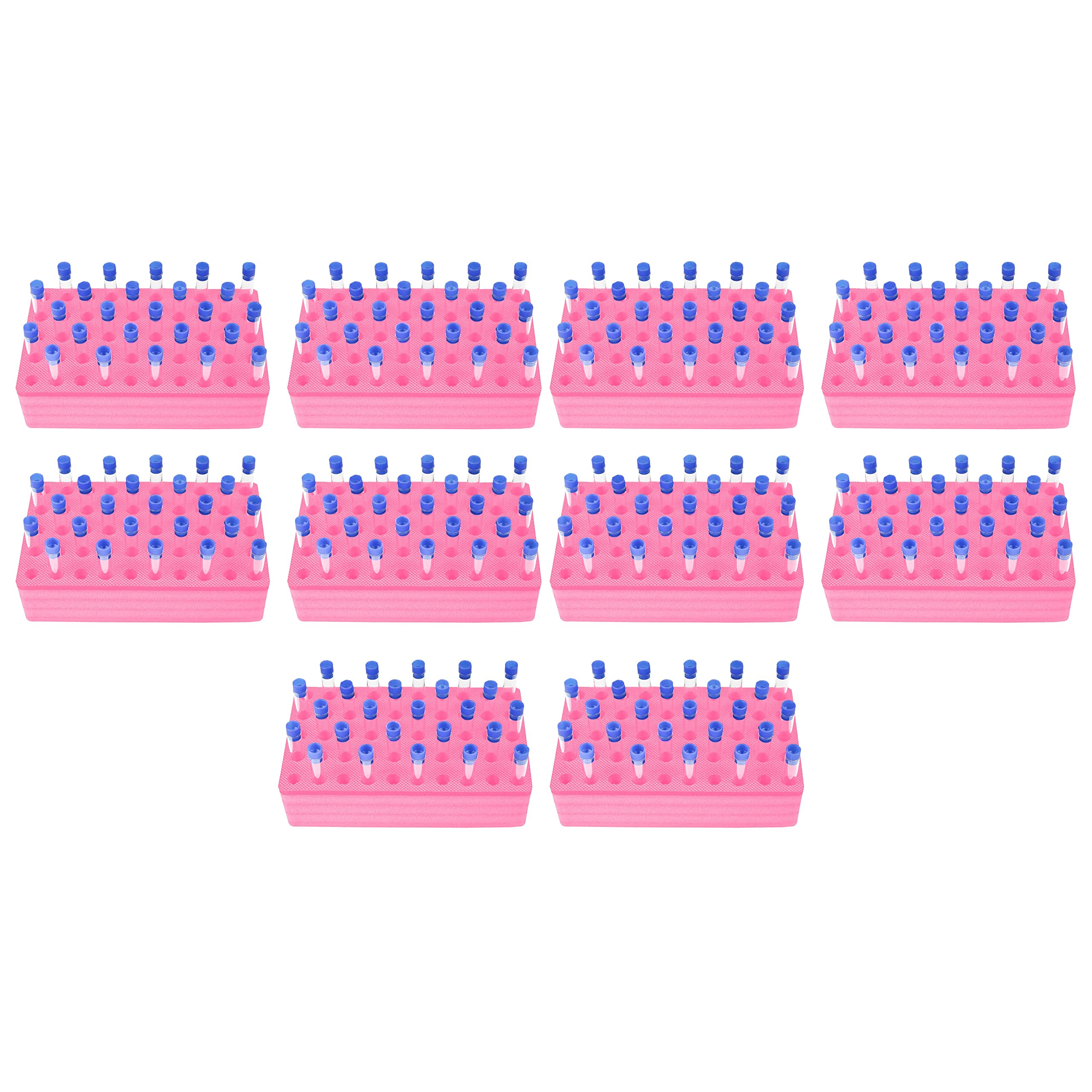 Polar Whale 10 Test Tube Racks Pink Foam Storage Rack Organizer Stand Transport Holds 50 Tubes Each Fits up to 12mm Diameter Tubes