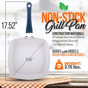 NutriChef 9'' Grill Pan Non-Stick - High-Qualified Kitchen Cookware, (Works with Models: NCCW14SBLU & NCCW20SBLU)