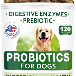 Dog Probiotics Chews Bundle - Gas, Diarrhea, Allergy, Constipation, Upset Stomach Relief, with Digestive Enzymes + Prebiotics - Chewable Fiber Supplement - Improve Digestion, Immunity - 300 Soft Chews