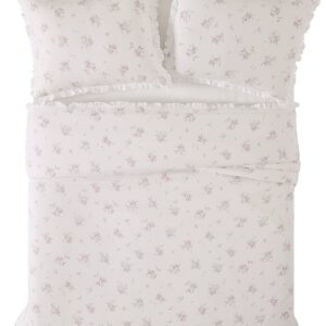 The Farmhouse by Rachel Ashwell - 3 Piece Full/Queen Duvet Set - Signature Rosebury Bedding Collection, White/Pink