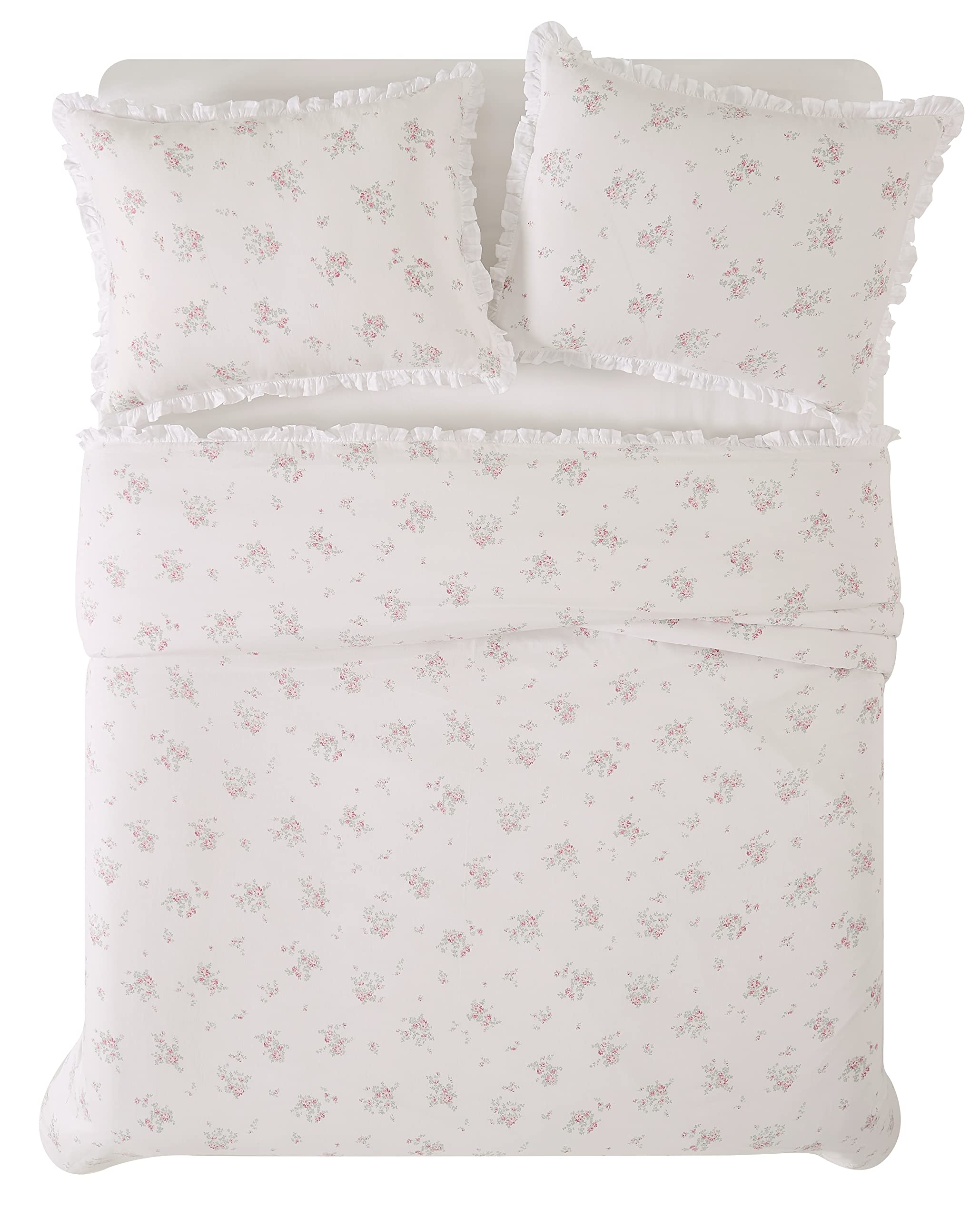 The Farmhouse by Rachel Ashwell - 3 Piece Full/Queen Duvet Set - Signature Rosebury Bedding Collection, White/Pink