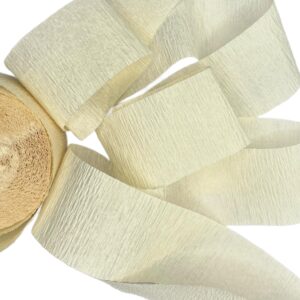 K-Kraft USA-Made Beige Crepe Paper Streamers for Birthday, Party, Holiday, School, Wedding, Shower, or Graduation (2 Rolls White Vanilla)