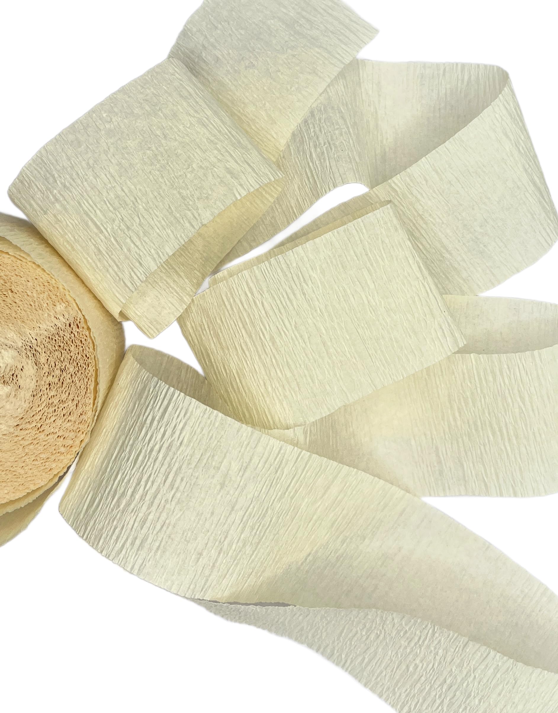 K-Kraft USA-Made Beige Crepe Paper Streamers for Birthday, Party, Holiday, School, Wedding, Shower, or Graduation (2 Rolls White Vanilla)