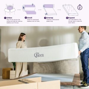 NapQueen 8 Inch Bamboo Charcoal King Size Medium Firm Memory Foam Mattress, Bed in a Box (White)