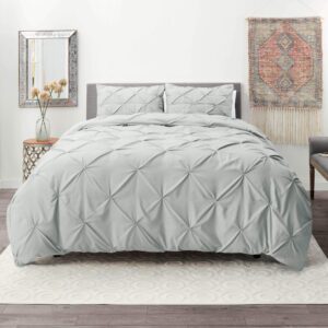 giza cotton pinch pleated 3pcs duvet cover set with zipper & corner ties giza cotton 850tc collection & pintuck pinch pleat design duvet cover (super king (98" x 108"), silver solid)