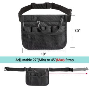 Damero Nurse Fanny Pouch, Nurse Waist Pack with Tape Holder, Nurse Waist Organizer Belt for Stethoscopes, Bandage Scissors and Other Medical Supplies, Black