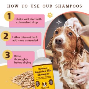 Natural Dog Company Skin & Coat Chews (90-pcs) Bundle with Sensitive Skin Oatmeal Shampoo (12 oz) | Daily Supplement with Sensitive Skin Shampoo | Gentle Cleaning for Healthier Skin and Coats