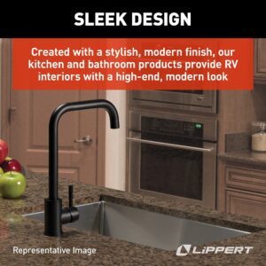 Lippert Flow Max Square Gooseneck Kitchen Faucet for RVs and Residential,Black