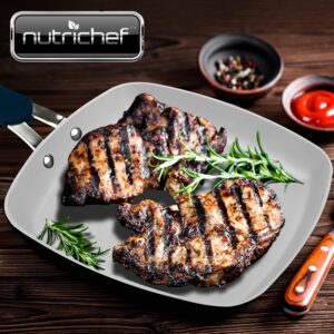 NutriChef 9'' Grill Pan Non-Stick - High-Qualified Kitchen Cookware, (Works with Models: NCCW14SBLU & NCCW20SBLU)