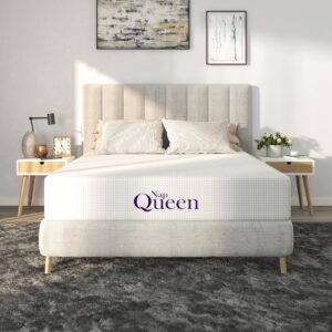 napqueen 10 inch queen size mattress, bamboo charcoal memory foam mattress, bed in a box, white