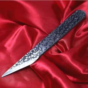 KAKURI Kiridashi Knife Left Hand 24mm, Left Handed Utility Knife Tool for Wood Marking, Scribing, Carving, Whittling, Woodworking, Hand Forged Japanese Steel Blade with Hammered Pattern, Made in JAPAN